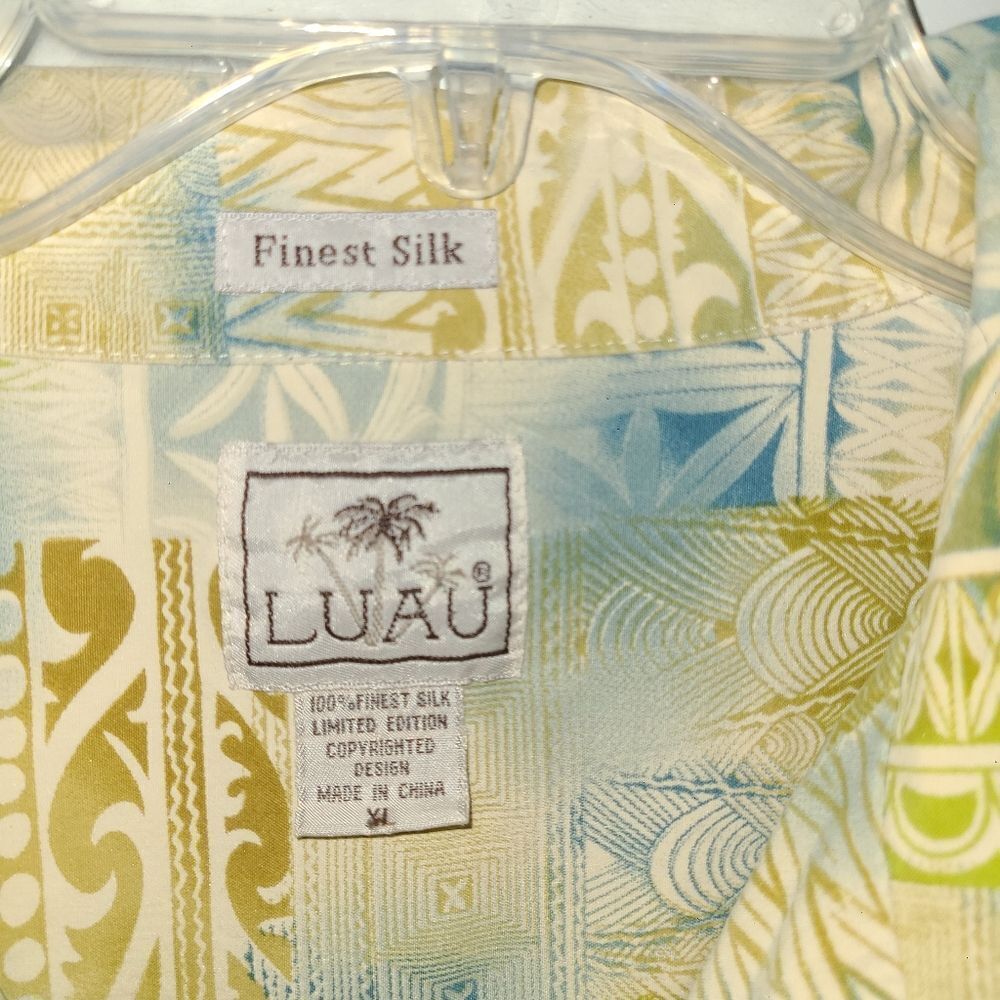 Luau Silk Hawiiann Button Down Shirt - Picture 6 of 10